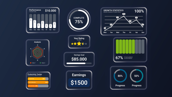 Videohive Glassmorphism Infographic Infographics template preview