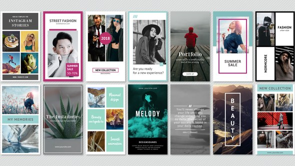 Instagram Stories Minimal Pack Video Displays template preview