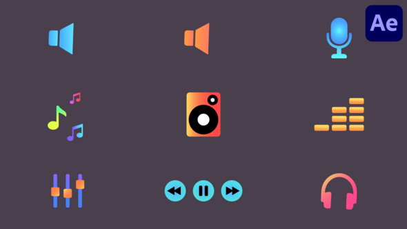 Videohive Music Icons for After Effects Elements template preview