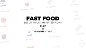 Videohive Fast Food - Set of 16 Animated Icons Flat or Outline style Elements template preview