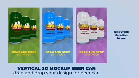 Videohive Vertical 3D Mockup Beer Can Product Promo template preview