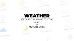 Videohive Weather - Set of 16 Animated Icons Flat or Outline style Elements template preview