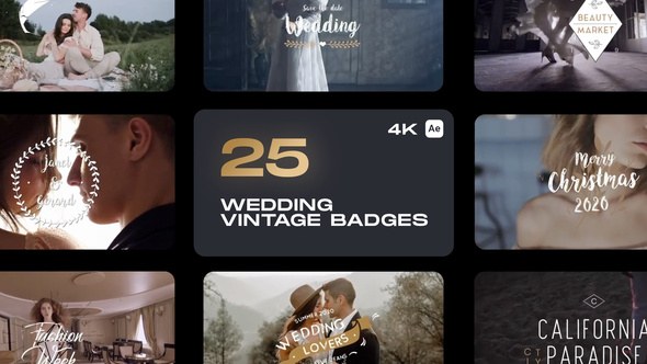 Videohive Wedding Vintage Badges Titles template preview