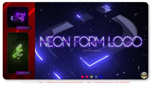Videohive Neon Form Logo вЂ“ 3D to 2D Reveal Logo Stings template preview