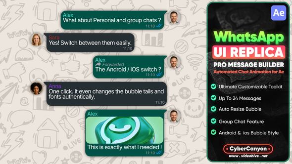 Videohive WhatsApp UI Replica - Pro Message Builder Elements template preview