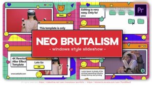 Neo Brutalism Windows Style Slideshow Premiere Pro template preview