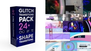 Glitch Transitions Pack 4K. Video Displays template preview