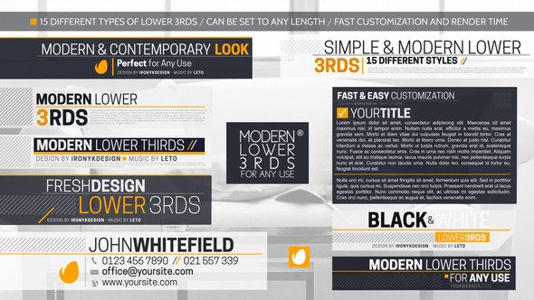 Modern And Simple Lower Thirds Package Video Displays template preview