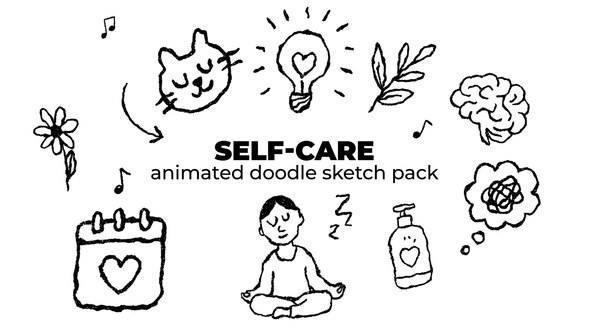 Videohive Self-care - Animated Doodle Sketch Pack Elements template preview