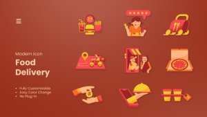 Videohive Food Delivery Icon Elements template preview