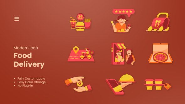 Videohive Food Delivery Icon Elements template preview