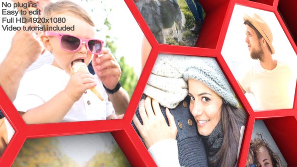 Videohive Mosaic Hexagon Reveal Video Displays template preview