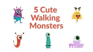 Videohive 5 Cute Walking Monsters Elements template preview