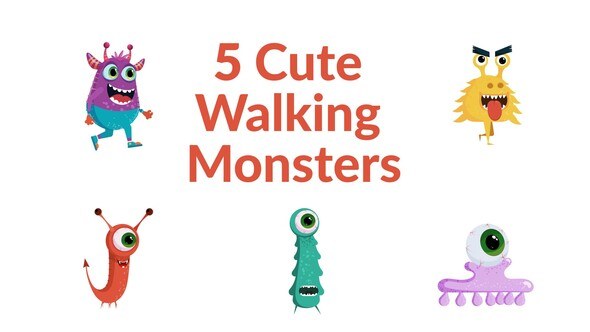 Videohive 5 Cute Walking Monsters Elements template preview