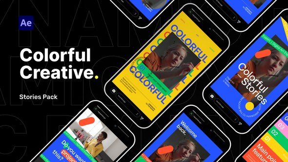 Videohive Creative Colorful Stories Pack Video Display After Effect Template Product Promo template preview