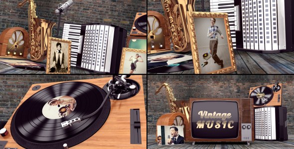Vintage Music Opener Video Displays template preview