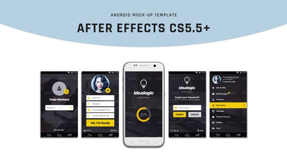 Android Mock-Up Video Displays template preview