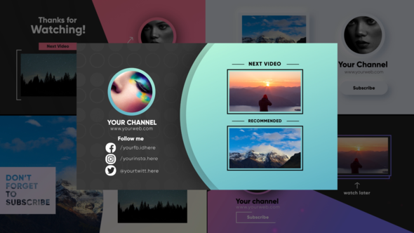 Youtube End Screens Video Displays template preview