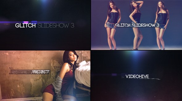 Glitch Slideshow 3 Video Displays template preview