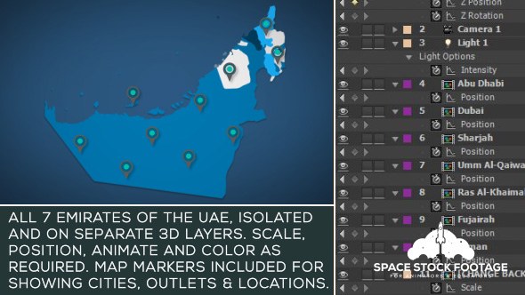 United Arab Emirates Map Kit Video Displays template preview