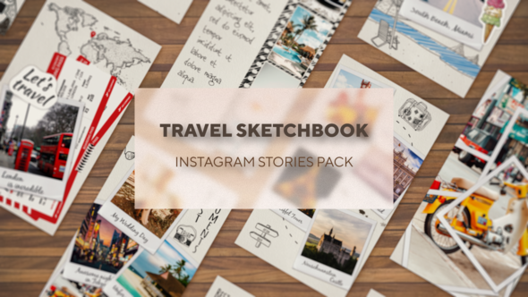 Videohive Traveler's Sketchbook - Instagram Stories Pack Video Displays template preview