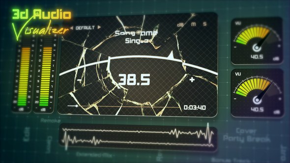 Videohive 3D Audio Visualizer - Broken VU Display Elements template preview