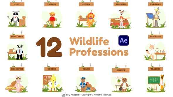 Videohive Wildlife Professions For After Effects Elements template preview