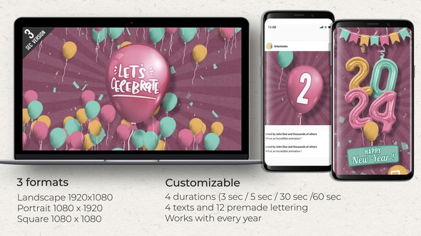 Videohive Balloons Countdown for New Year Elements template preview