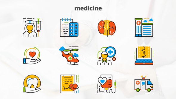 Videohive Medicine And Healthcare - Flat Animated Icons Openers template preview