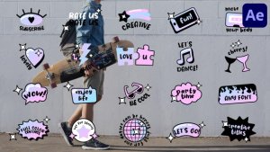 Videohive Cartoon Stickers Titles for After Effects Titles template preview