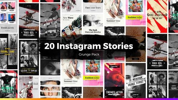Videohive 20 Instagram Grunge Stories Video Displays template preview