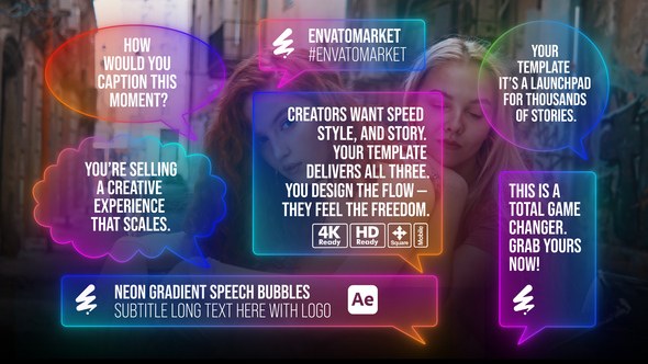 Videohive Neon Gradient Speech Bubbles Titles template preview