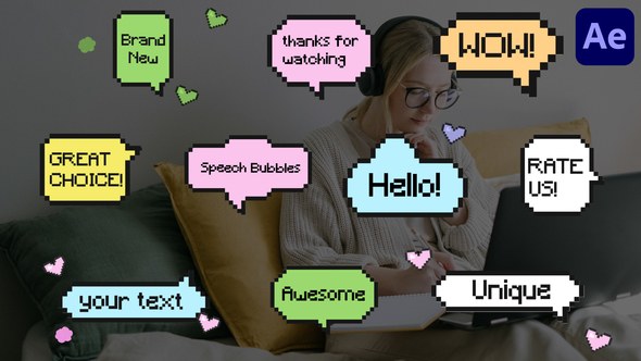 Videohive Pixel Speech Bubbles for After Effects Titles template preview