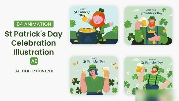 Videohive St Patrick's Day Celebration Illustration Scene Elements template preview