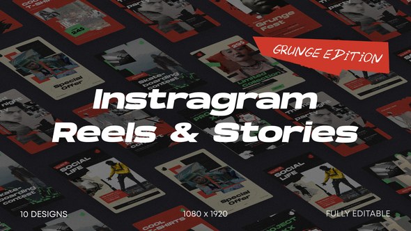 Videohive Grunge Instagram Reels & Stories Video Displays template preview