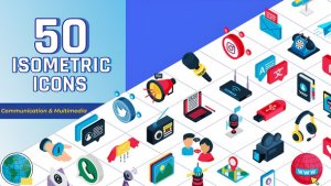 Videohive Isometric Icons Communication and Multimedia Elements template preview