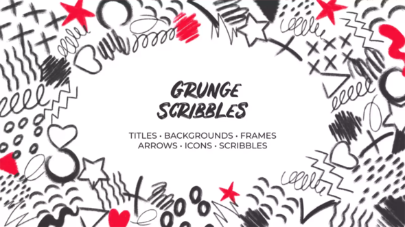 Videohive Grunge Scribbles. Hand Drawn Pack Elements template preview