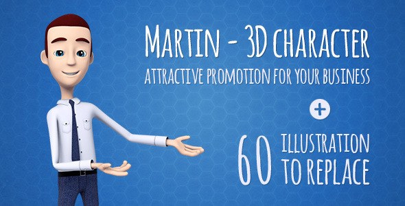 Martin 3D Character - Man Presenter/Manager Product Promotion Video Displays template preview