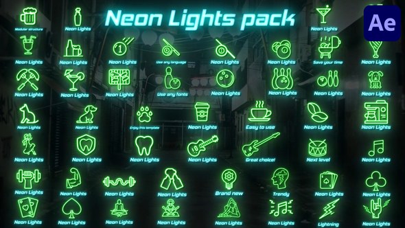 Videohive Neon Lights Big Pack for After Effects Elements template preview