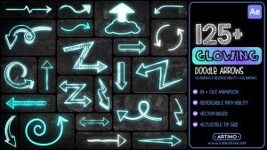 Videohive 125+ Glowing Doodle Arrows Pack Elements template preview