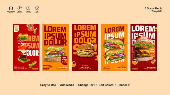 Videohive Burger Instagram Stories 52603565 Product Promo template preview
