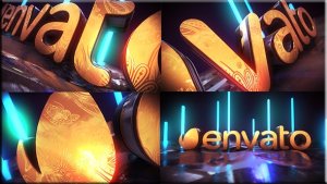 Videohive Golden Neon Logo Intro Logo Stings template preview