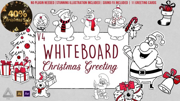 Holidays Whiteboard Greetings Pack v4.3 Video Displays template preview