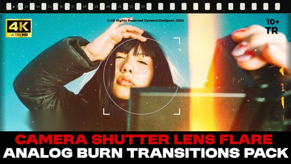 Film Burn & Camera shutter Lens Flare FX Transitions Bundle Elements template preview