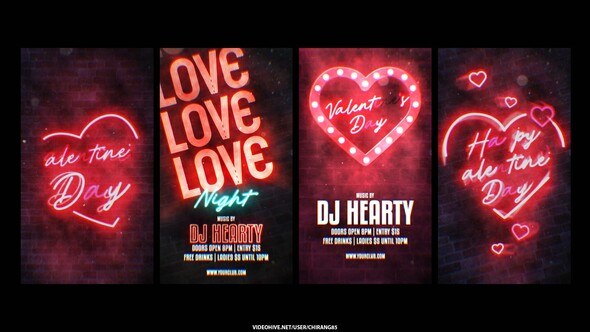Videohive Neon Valentine Stories Product Promo template preview