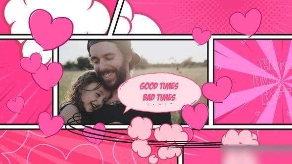 Videohive Valentine Comic Opener Openers template preview