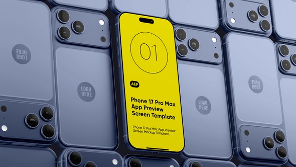 Videohive Tiled Phone 17 App Preview Mockup Template Product Promo template preview