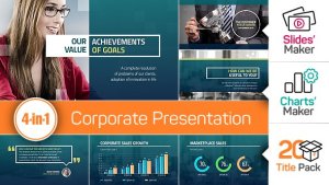 4-in-1: Corporate Presentation + Slides' Maker, Charts' Maker and Title Pack Video Displays template preview