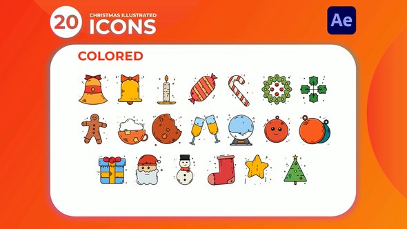 Videohive Christmas Illustrated Icons Animation 01 | After Effects Elements template preview
