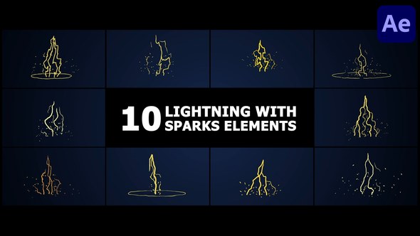 Videohive Lightning With Sparks Elements | After Effects Elements template preview